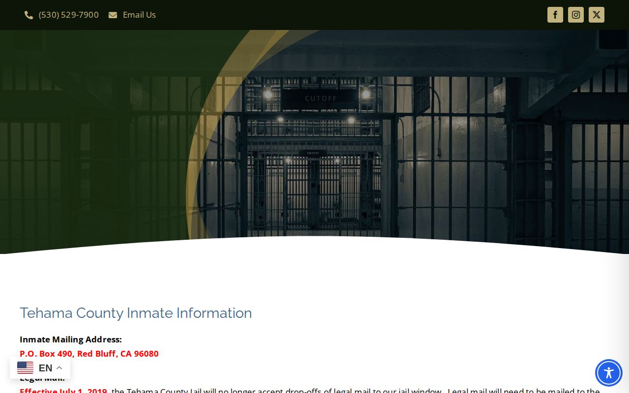 Tehama County Sheriff Current Inmates landing page