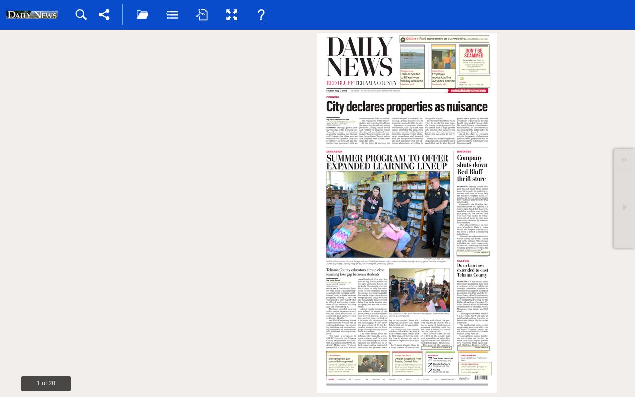 Historical Red Bluff Daily News Tehama County arrest log example